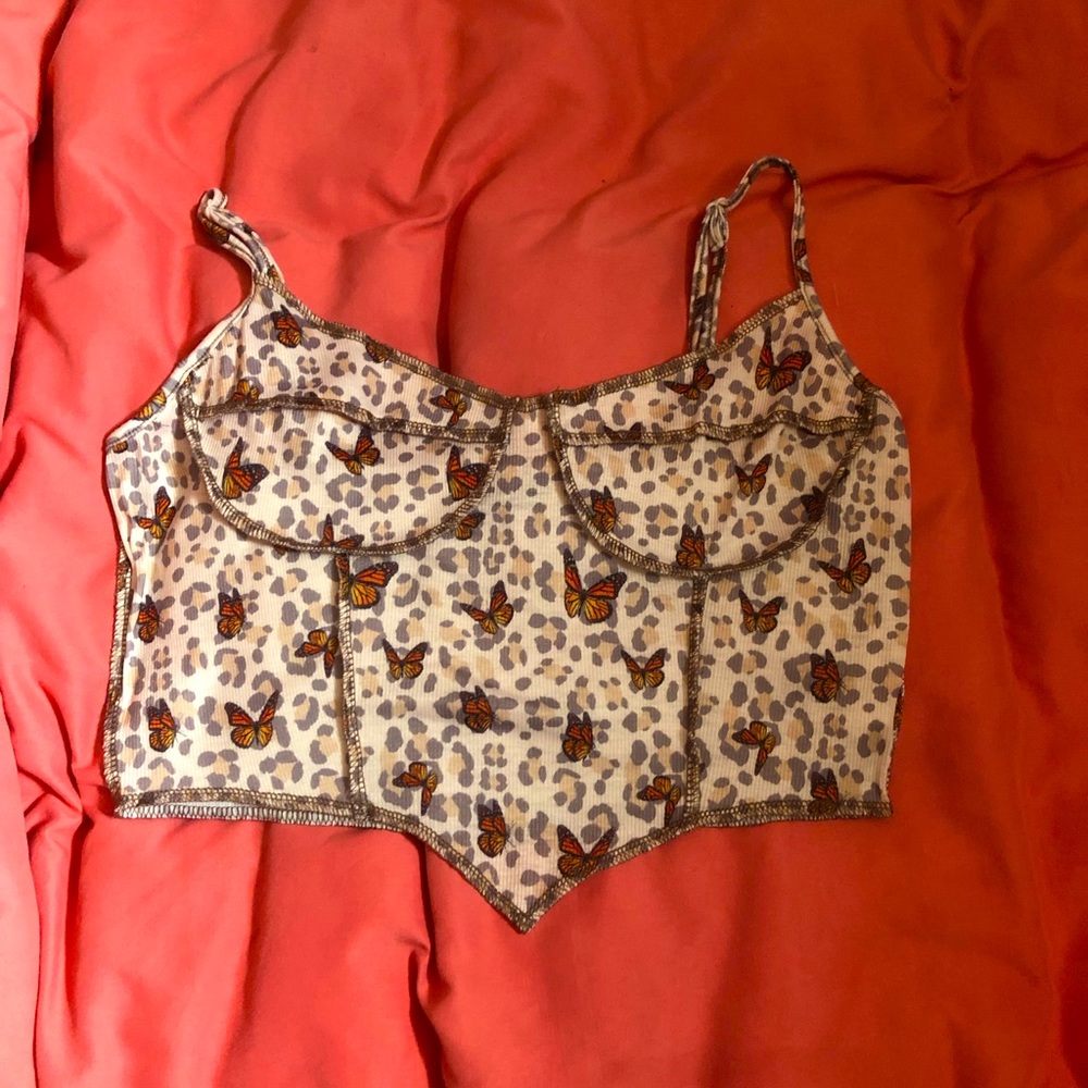 Butterfly cheetah crop top